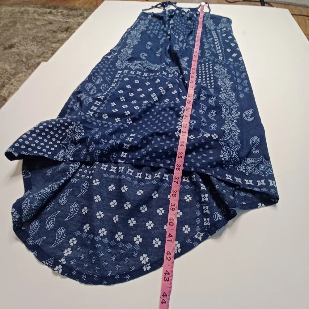 Old Navy Girls Bandana Print Cotton High Low Sun Dress Sz XL Navy Blue